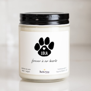 Forever in our Hearts Soy Candle Loss of Pet Gift Loss of Dog Gift Loss of Cat Gift Pet Memorial Gift Send a Gift Pet Passing image 1