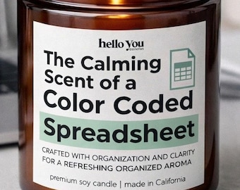 Spreadsheet Humor Bookkeeping Funny Accountant Gift for CPA Candle for Coworker Data Analyst The calming scent of a color coded spreadsheet
