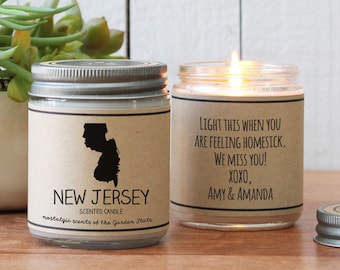 New Jersey Scented Candle - Homesick Gift | Feeling Homesick | State Scented Candle | Moving Gift | College Student Gift | State Candles