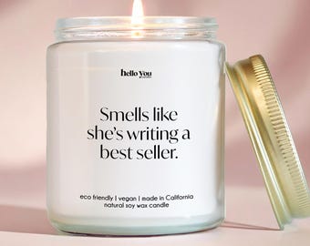 Author Gift for Writer Gift for Aspiring Poet Gift for Her She's Writing a Best Seller Unique Gift for Author Funny Candle Gift