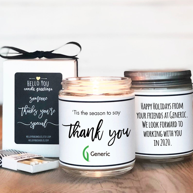 Company Holiday Gift Candles Custom Client Gifts Corporate Etsy
