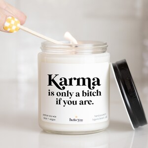 Regalo divertido para el divorcio: Vela de soja Karma - Regalo para una ruptura imagen 2