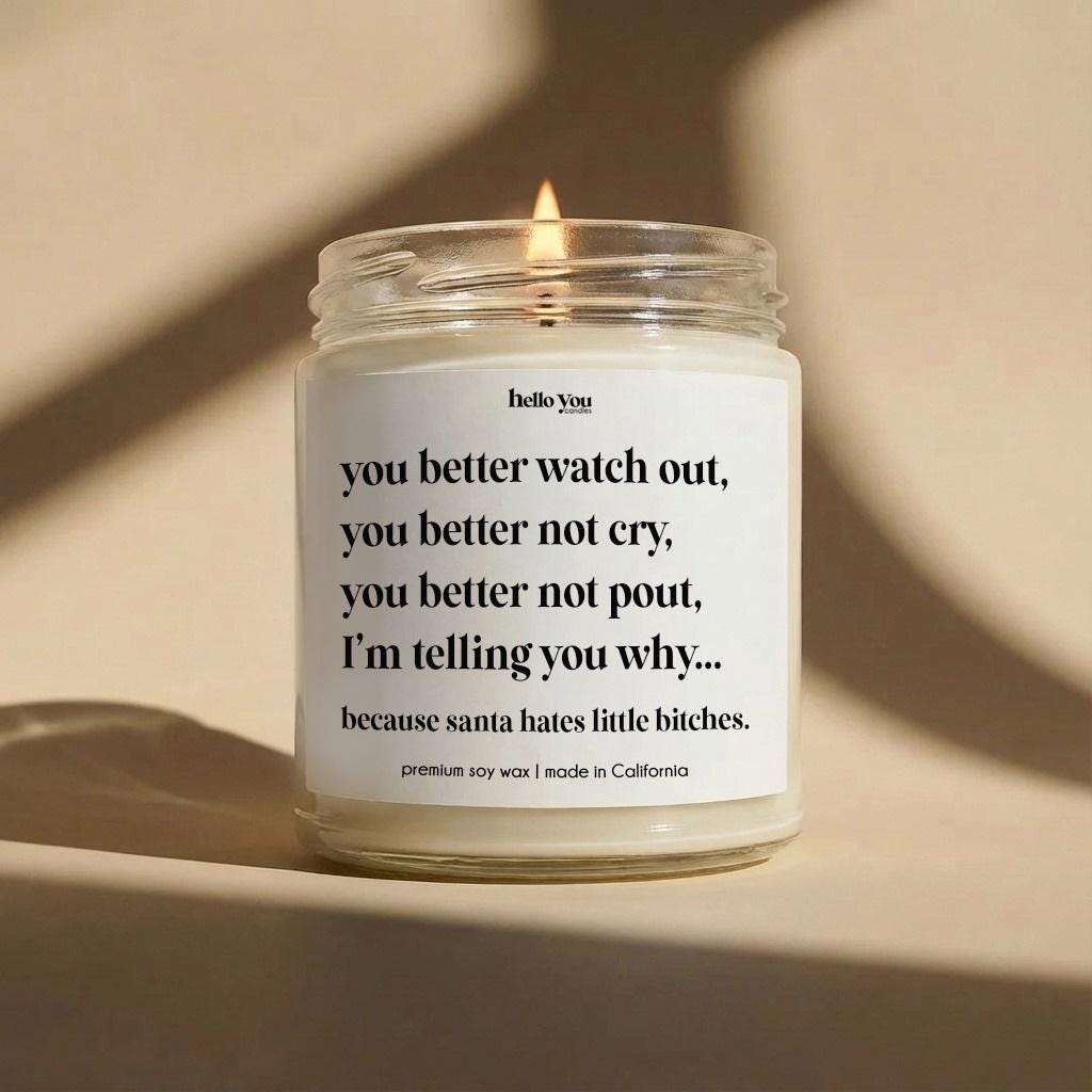 Funny Christmas Candle: Secret Santa Gift, Santa Hates Bitches