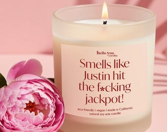 Custom Engagement Gift for Best Friend gift He hit the jackpot funny candles Funny Gifts Bachelorette Party Gift Bridal Shower Gift