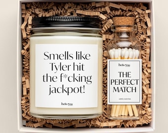 Personalized Engagement Candle Engagement Gifts for Couple He Hit the Jackpot Funny Future Mrs. Gift Funny Wedding Gift for Bride to Be