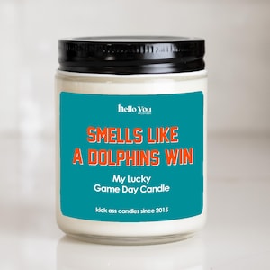 Dolphins Win Soy Candle: Miami Football Gift, Game Day Decor