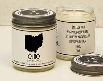 Ohio Scented Candle - Homesick Gift | Miss Home Gift | State Scented Candle | Moving Gift | College Student Gift | State Candles