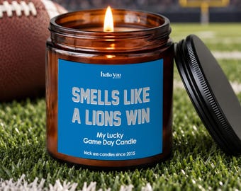 Lions Win Scented Candle: Detroit Football Gift, Game Day Decor, NFL Fan Gift