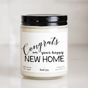 Congrats on your Happy New Home Candle Gift Housewarming Gift Relocation Gift Moving Gift New Home Gift Hostess Gift Soy Candle image 2