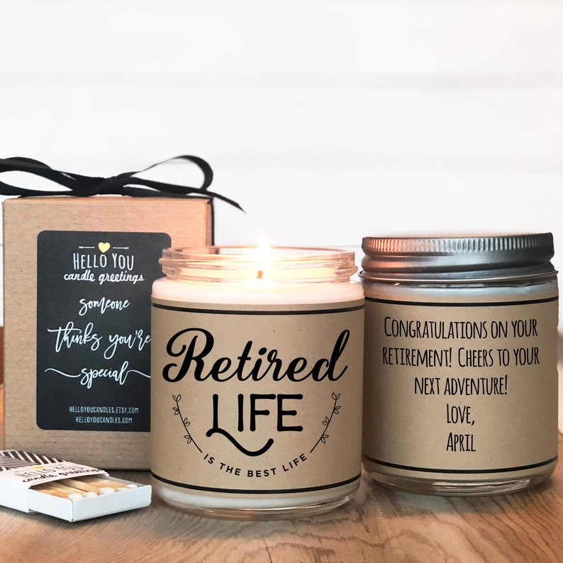 Retired Life is the Best Life Candle Gift Retirement Gift Personalized Retirement Gift Retirement Card Retirement Candle Gift image 1