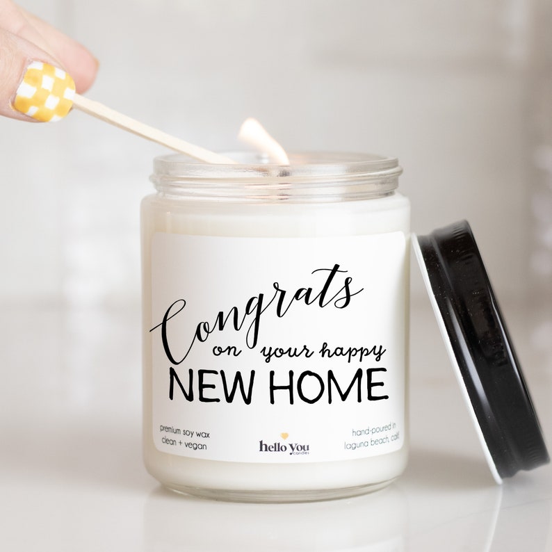 Congrats on your Happy New Home Candle Gift Scented Soy Candle Greeting Housewarming Gift Moving Gift New Home Gift Hostess Gift image 3