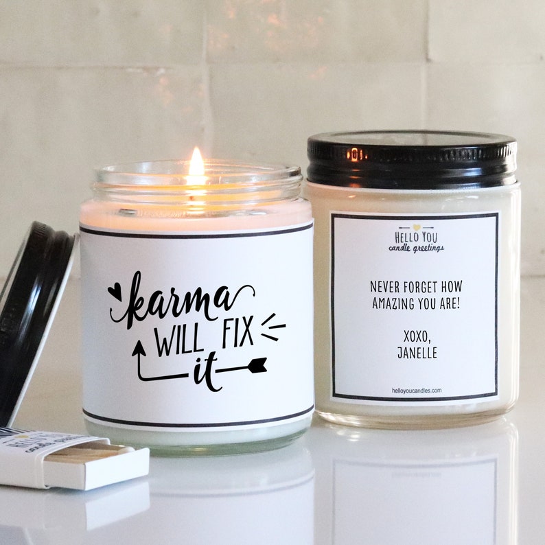 Karma Will Fix It Candle Greeting Cheer up Gift Divorce - Etsy