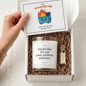 Retirement Gift Candle, Funny Coworker Gift, Goodbye Gift for Work Friend, Quitting Job Gift, New Job Gift, Dumpster Fire Card Gift Set