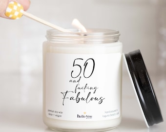 50th Birthday Gift Candle | Birthday Gift For Her | Funny Birthday Gift | 50 and Fabulous | Birthday Gift Friend | Milestone Birthday Gift