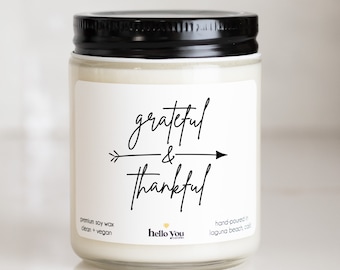 Grateful and Thankful Candle Gift - Thank You Gift | Appreciation Gift | Teacher Appreciation Gift | Candle Gift | Thanksgiving Candle