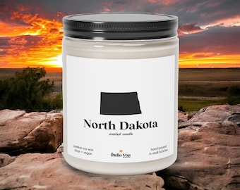 North Dakota Scented Candle - Homesick Gift | Feeling Homesick | State Scented Candle | Moving Gift | College Student Gift | State Candles