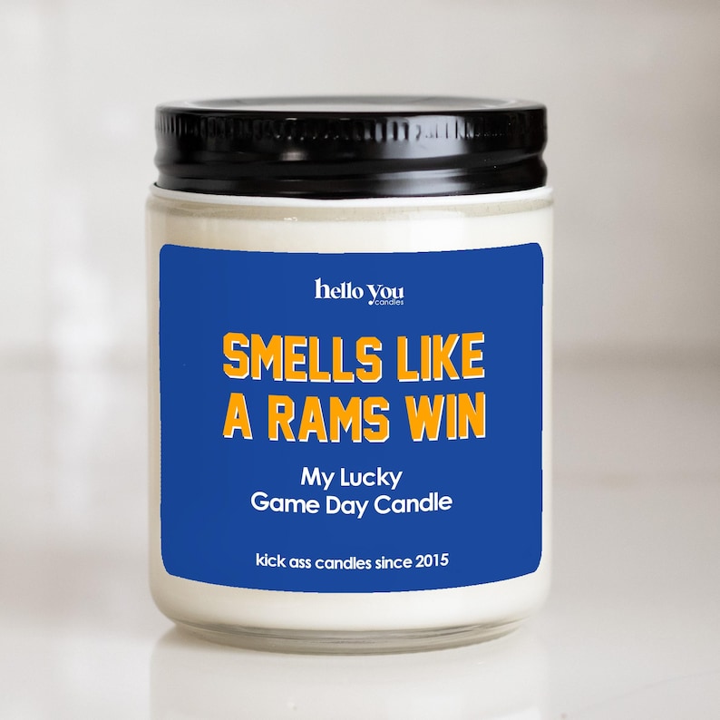 Vela de soja aromática "Ganadores de los Rams": Regalo de fútbol americano, decoración para el día del partido