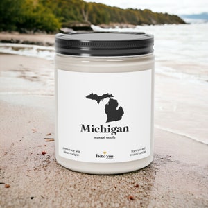 Michigan Scented Candle Homesick Gift Feeling Homesick State Scented Candle Moving Gift College Student Gift State Candles image 1