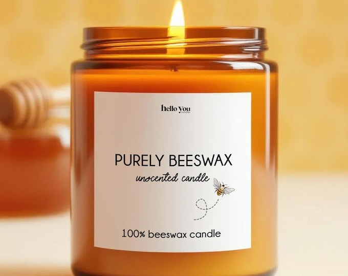 Beeswax Candle Non-Toxic Natural Handmade Amber Jar Gift Made In California