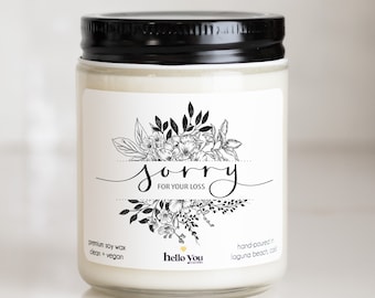 Sorry For Your Loss Personalized Candle Gift - Scented Soy Candle | Condolence Gift | Sympathy Gift | Grief Gift | Mourning Gift