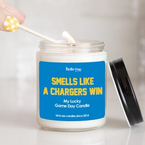 Chargers Win Soy Candle: Los Angeles NFL Gift, Game Day Decor image 2