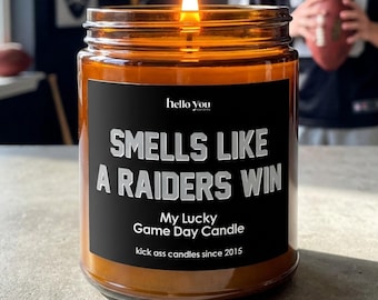 Raiders Win Scented Candle: Las Vegas Raiders Football Gift Gameday Decor Candle