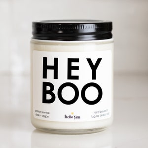 Hey Boo Candle: Funny Halloween Soy Candle, Fall Scented