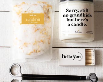Mother's Day Gift Set Funny Candle Gifts for Mom Personalized Birthday Gifts Funny No Grandkids Gifts Mother's Day Card Alternative