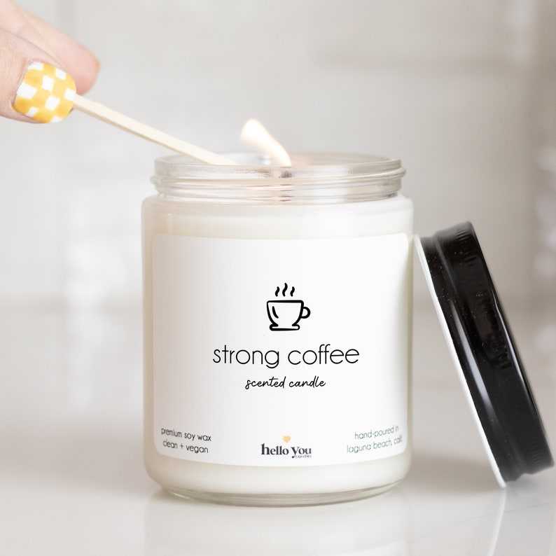 Strong Coffee Scented Candle Scented Soy Candle Coffee Candle Candle Handmade Personalized Candle Candle Gift image 2