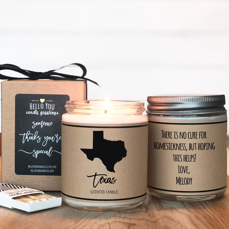 Texas Scented Candle Homesick Gift State Scented Candle Etsy