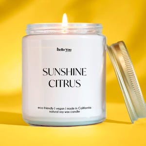 Sunshine Citrus Scented Soy Candle: Grapefruit, Mandarin & Lemon