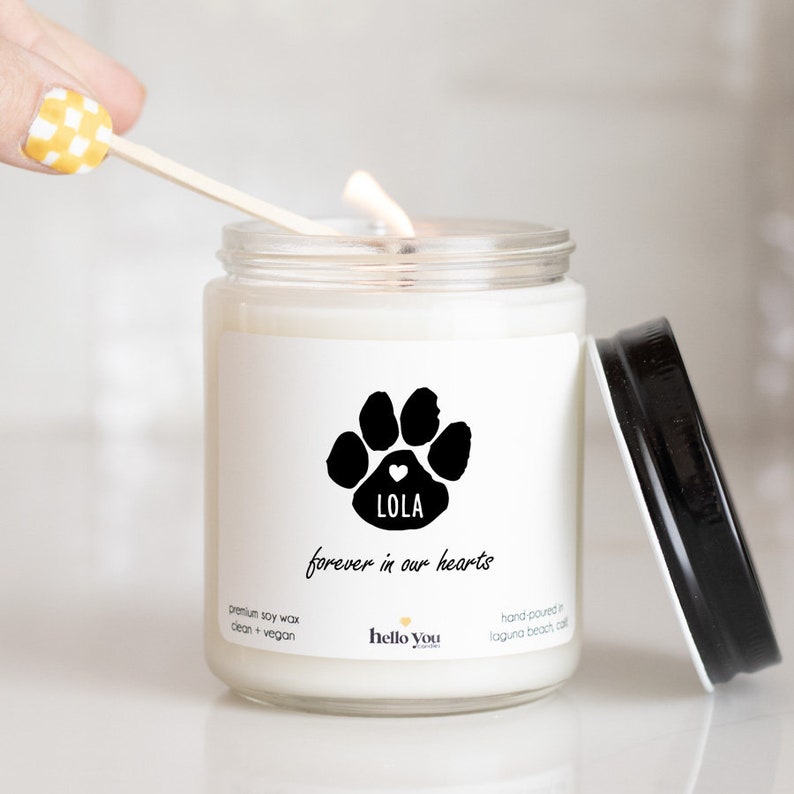 Forever in our Hearts Soy Candle Loss of Pet Gift Loss of Dog Gift Loss of Cat Gift Pet Memorial Gift Send a Gift Pet Passing image 2