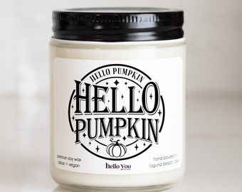 Hello Pumpkin Halloween Candle | Fall Scented Candles | Fall Candles | Halloween Decor | Cute Halloween Candle | Pumpkin scented candle