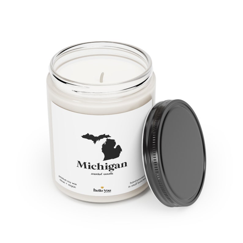 Michigan Scented Candle Homesick Gift Feeling Homesick State Scented Candle Moving Gift College Student Gift State Candles image 2