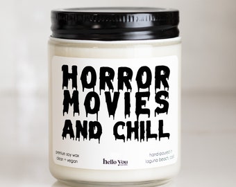 Halloween Gifts Horror Movies and Chill Halloween Candle | Spooky Candle | Halloween Decor Candle | Cute Halloween Candle
