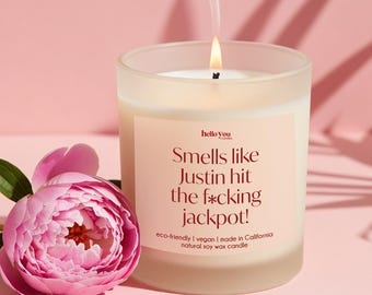 Custom Engagement Gift for Best Friend gift He hit the jackpot funny candles Funny Gifts Bachelorette Party Gift Bridal Shower Gift