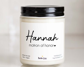 Matron of Honor Gift Personalized with Name, Personalized gifts for Bridal Party Gifts Matron of Honor Personalized Candle Gifts