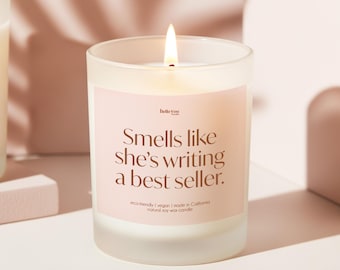 Author Gift for Writer Gift for Aspiring Poet Gift for Her She's Writing a Best Seller Unique Gift for Author Funny Candle Gift