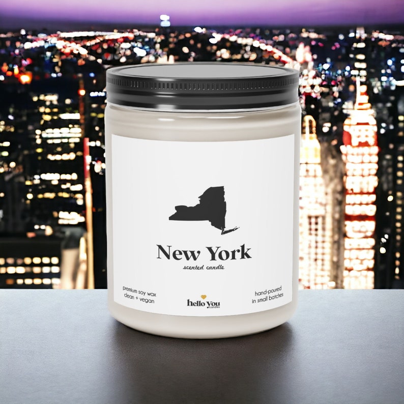 New York Scented Candle Homesick Gift Feeling Homesick State Scented Candle Moving Gift College Student Gift State Candles image 1