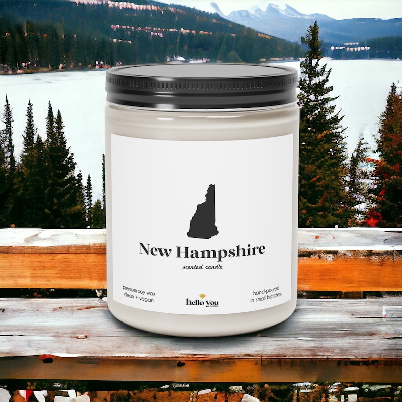 New Hampshire Scented Candle Homesick Gift Feeling Homesick State Scented Candle Moving Gift College Student Gift State Candles image 1
