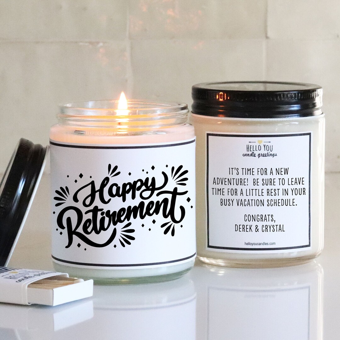 Happy Retirement Candle Gift Retirement Gift Personalized Etsy