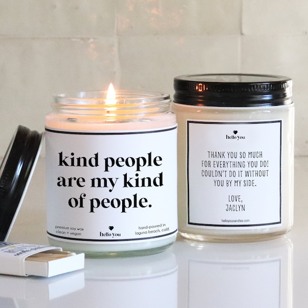 Kind people are my kind of people Candle Gift | Thank You Candle | Nanny Gift | Teacher Gift | Babysitter gift | Friend Gift | Coach Gift