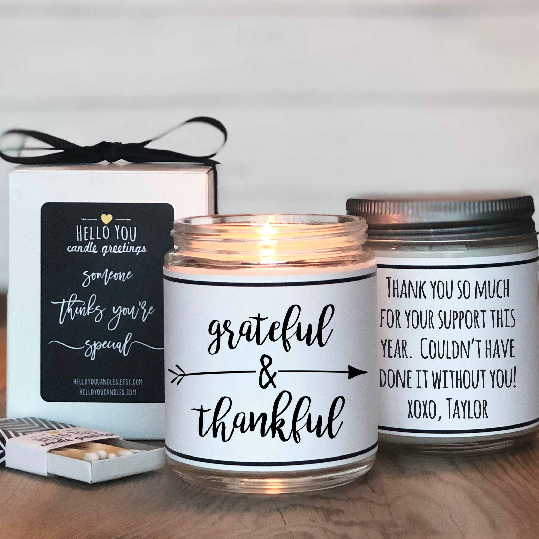 Grateful and Thankful Candle Gift Thank You Gift Etsy