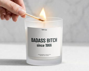 Badass Bitch Since 1966 Funny 60th Birthday Candle 60th Birthday Gift for Her Turning 60 Gift