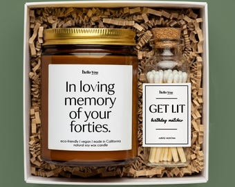 Funny 50th Birthday Gift Candle Gift Set: In Loving Memory of Your Forties