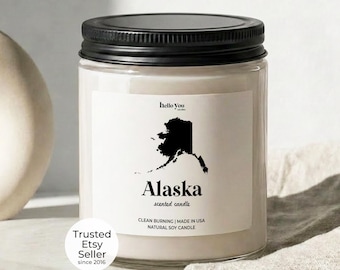 Alaska Candle Gift, Homesick State Candle, Moving Away Gift, Alaska Gift, Ocean Water Soy Candle