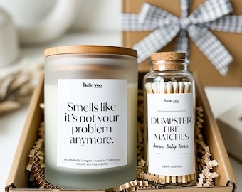 Funny Retirement Gift Candle: "Smells Like It's Not Your Problem Anymore"