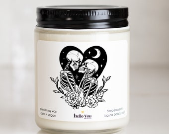 The Lover's Tarot Card Skeleton Candle | Halloween Gift | Spooky Candle | Halloween Decor Candle | Cute Halloween Candle