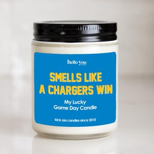 Chargers Win Soy Candle: Los Angeles NFL Gift, Game Day Decor image 1