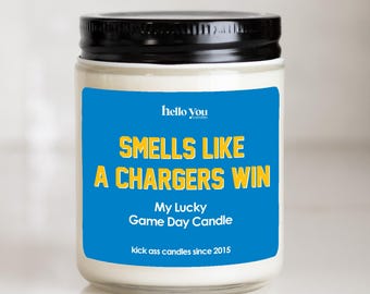 Chargers Win Soy Candle: Los Angeles NFL Gift, Game Day Decor